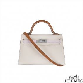Hermès Kelly Mini II Tricolore Verso Craie/Mauve Pale/Gold Veau Epsom PHW Hermès Kelly Mini II Tricolore Verso Craie/Mauve Pale/Gold Veau Epsom PHW